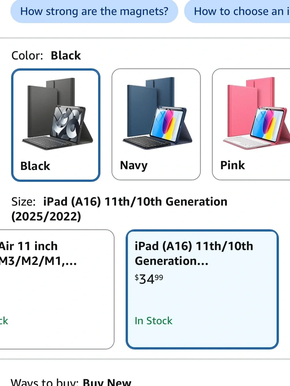 Keyboard case for ipad A16 11th/10th gen, black